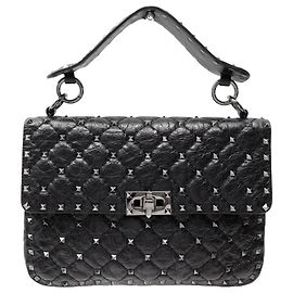 BORSA VALENTINO ROCKSTUD SPIKE IN PELLE NERA CON BORCHIE 7W2B0122NAP Nero