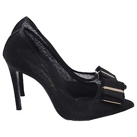 Salvatore Ferragamo Vara Mesh-Pumps mit Schleifendetail aus schwarzem Polyester Schwarz