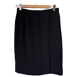 Giorgio Armani Falda Recta Negra de Lana Negro