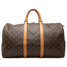 Borsa da viaggio Louis Vuitton Monogram Keepall 50 Marrone Marrone