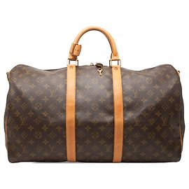 Borsa da viaggio Louis Vuitton Monogram Keepall Bandouliere 50 Marrone Marrone