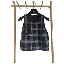 Colete xadrez de tweed Chanel 24K Outro