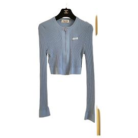 Cardigan corto Miu Miu in lana blu Altro