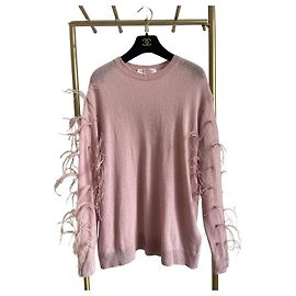 Malha Valentino Garavani de lã rosa com detalhe de penas Outro