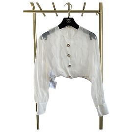 Top Miu Miu de seda en gasa transparente con cuello pétalo Otro