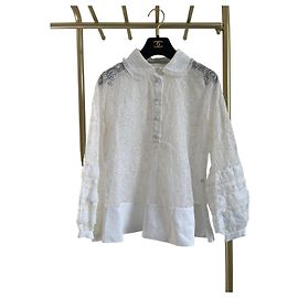Valentino Garavani Top Valentino Blanco de Algodón con Encaje Eyelet Otro