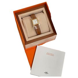 Orologio Hermès H Placcato Oro Pelle Epsom Marrone Altro