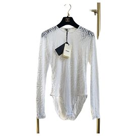 Top Fendi in seta bianco trasparente Altro