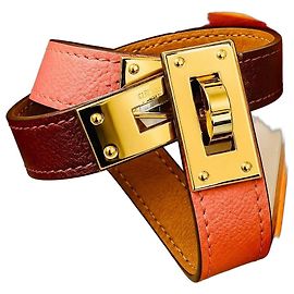 Hermès Collier de Chien Leather Bracelet Brown Pink