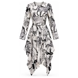 Stella Mc Cartney Robe en soie Stella McCartney Resort 2020 imprimé chevaux Noir Blanc