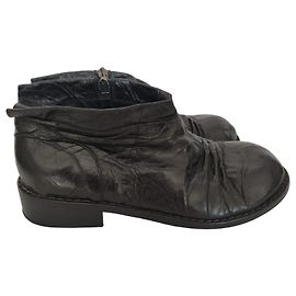 Rundholz women's black leather ankle boots Black