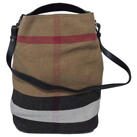 Burberry Bolso Hobo Medium Ashby de lona Mega Check Negro/Beige Castaño Negro Blanco Roja Beige
