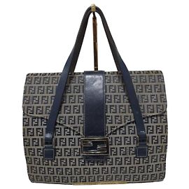 Fendi Sac à bandoulière FF Zucca Canvas Bleu Marine Beige Beige Bleu Marine