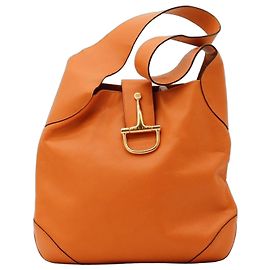 Céline Celine Schultertasche aus orangefarbenem Leder Orange