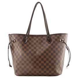 LOUIS VUITTON - Sac cabas Neverfull MM Louis Vuitton en toile enduite damier ébène Marron