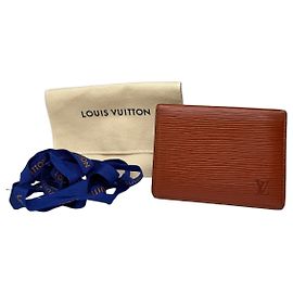 Cartera bifold Vintage Louis Vuitton de cuero Epi finales de los 1990 Naranja Naranja