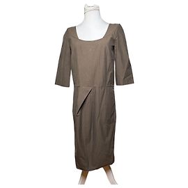 Abito midi strutturato in cotone Marni Vintage Marrone c. metà anni 2000 M Marrone