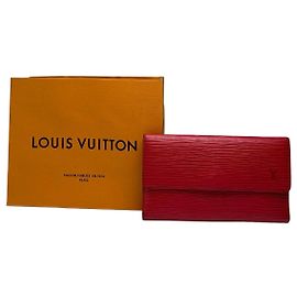 Cartera bifold Vintage Louis Vuitton de piel Epi 2001 Roja Roja