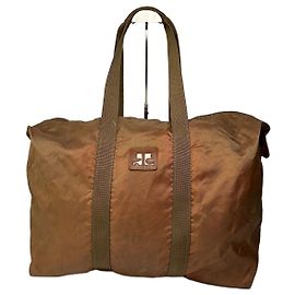 Courreges Sac Tote Vintage Courrèges en Nylon Fin 1990s Marron Orange Marron