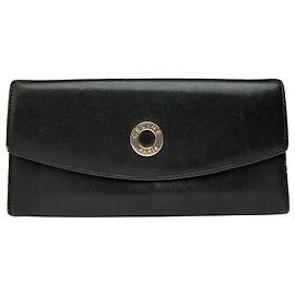 Céline Vintage Celine Smooth Leather Bifold Wallet c. 1998 Black Black