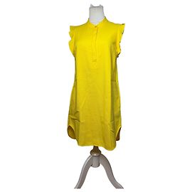 Stella Mc Cartney Vestido shift de algodón acanalado Vintage Stella McCartney Amarillo 2015 S Blanco