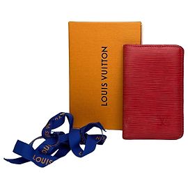 Portefeuille bifold Vintage Louis Vuitton en cuir Epi 2002 Rouge Rouge