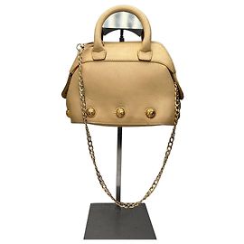 Vintage Salvatore Ferragamo Structured Leather Top-Handle Bag Beige Beige