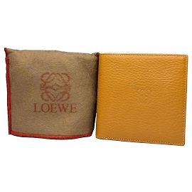 Cartera bifold Loewe vintage de cuero texturizado finales de los 1990s Amarilla Amarillo