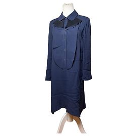 Vintage Miu Miu Hemdkleid Navy Black Collar XL Marineblau
