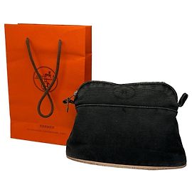 Necessaire Vintage Hermès Canvas Preto Prata Preto