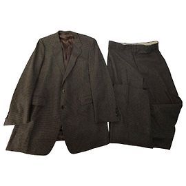 Vintage Givenchy Men's Houndstooth Wool Blazer & Trousers Brown Beige L Brown