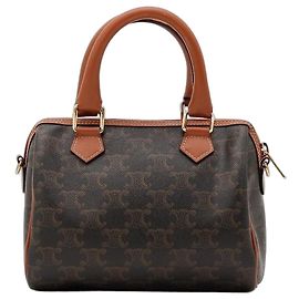 Céline Celine Monogram Canvas Boston Bag Brown Brown Monogram
