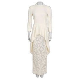 Alessandra Rich White Dress with Elegant Lace Hem Sz.42 Pre-owned Other