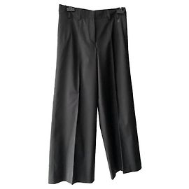 Chanel Calças Wide Leg em Seda e Algodão Preto Preto
