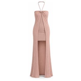 Robe Maxi Halterneck Côtelée Jacquemus - Rose Poudré Rose