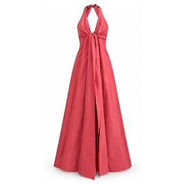 Autre Marque Jesús del Pozo Seiden-Maxikleid mit Neckholder Pink Koralle