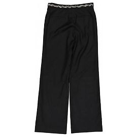 Chanel Pantaloni a Gamba Larga in Misto Lana Nero Nero