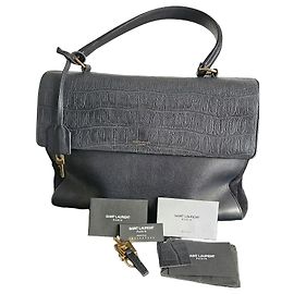 Autre Marque Saint Laurent Moujik Black Leather Handbag Black