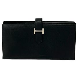 Hermès Hermes Bearn Soufflé Epsom Long Wallet Black