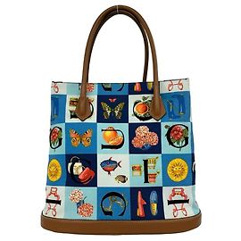 Sac cabas Gucci Vintage Simo Canvas Leather Marron Multicolore