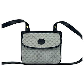 Bolsa de Ombro/Bolsa de Mão em Couro Gucci Vintage Micro GG Logo Azul marinho