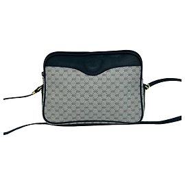GUCCI Vintage Micro GG Logo Leather Shoulder Bag/Pouch Navy blue