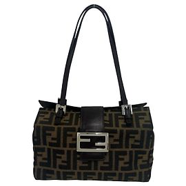 Bolsa Tote FENDI Vintage com padrão Zucca FF Marrom Preto