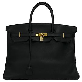 Hermès Hermes Birkin 40 Tote Bag aus schwarzem Ardennes-Leder Schwarz