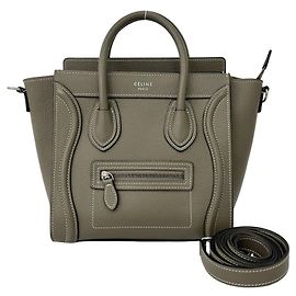 Céline Celine Luggage Nano Calf Leather Gray Bag Brown