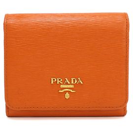 Carteira Prada Tri-fold em Orange Laranja