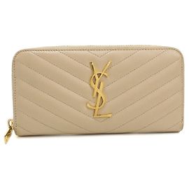 Autre Marque Saint Laurent Beige Leather Long Wallet Beige