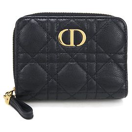 Portefeuille bi-fold Christian Dior en cuir noir Noir