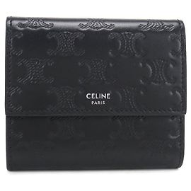 Céline Celine Tri-fold Wallet in Black Leather Black