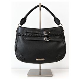 Bolsa Hobo Burberry Waltham em couro granulado preto Preto